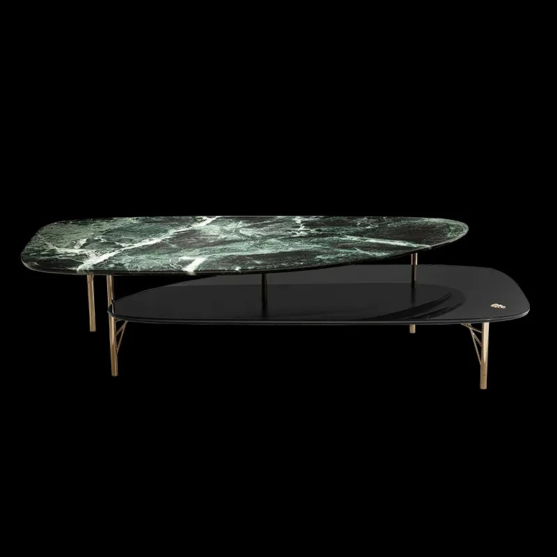 

Light luxury post-modern special-shaped coffee table designer creative coffee table green stone living room furniture