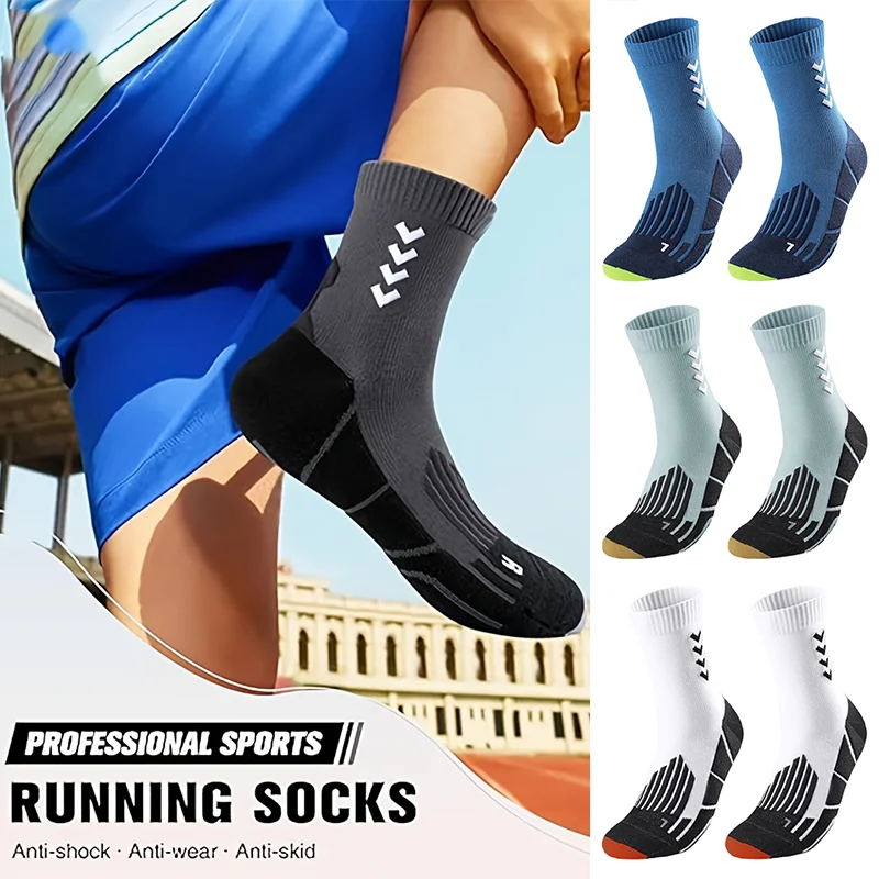 

Sports Cycling Socks Breathable Anti-Slip Moisture-Wicking Football Socks Cushioned Men Middle Tube Athletic Basketball Socks