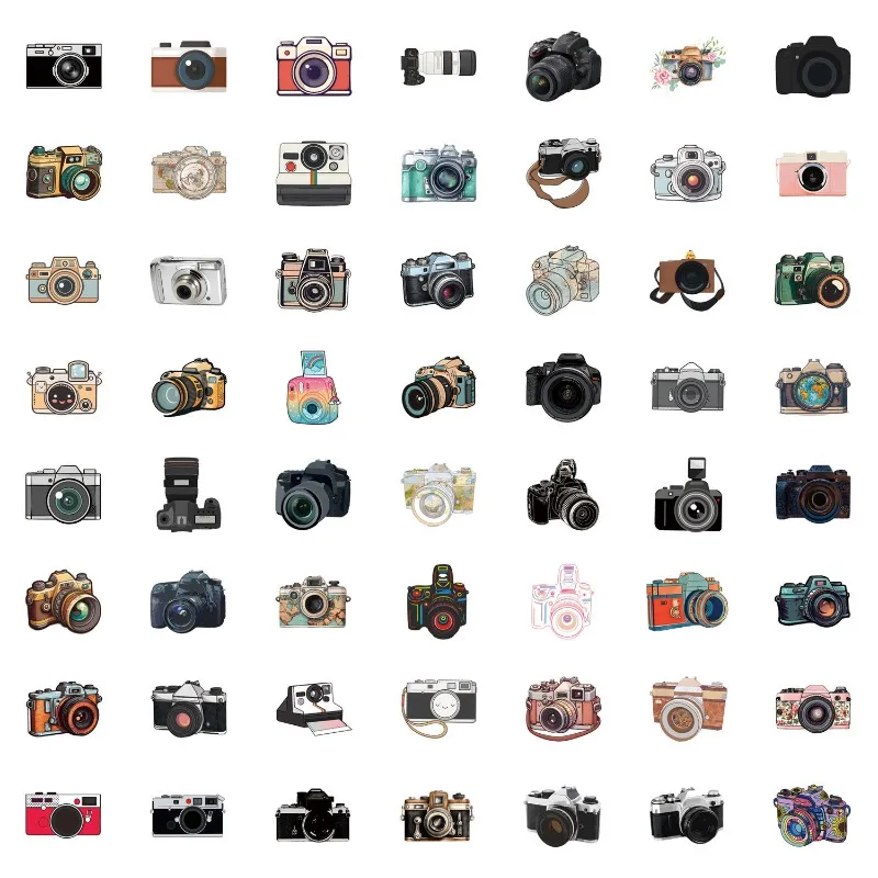 55 Stück Cartoon Niedliche Kamera Kreative Graffiti Dekorations-Aufkleber