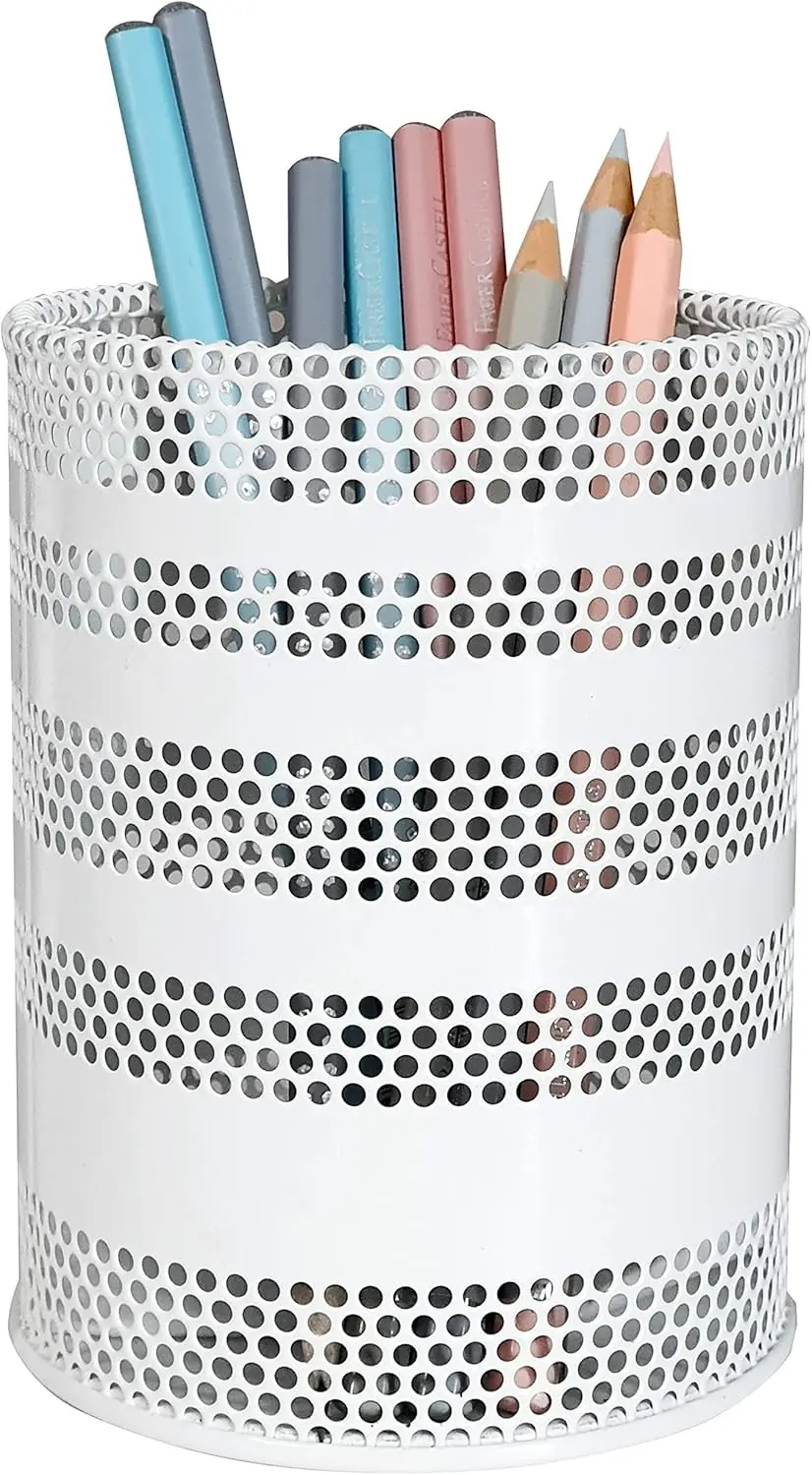 

Большой белый металлический сетчатый стакан-органайзер для ручек, настольный органайзер для канцелярских принадлежностей и кистей для макияжа