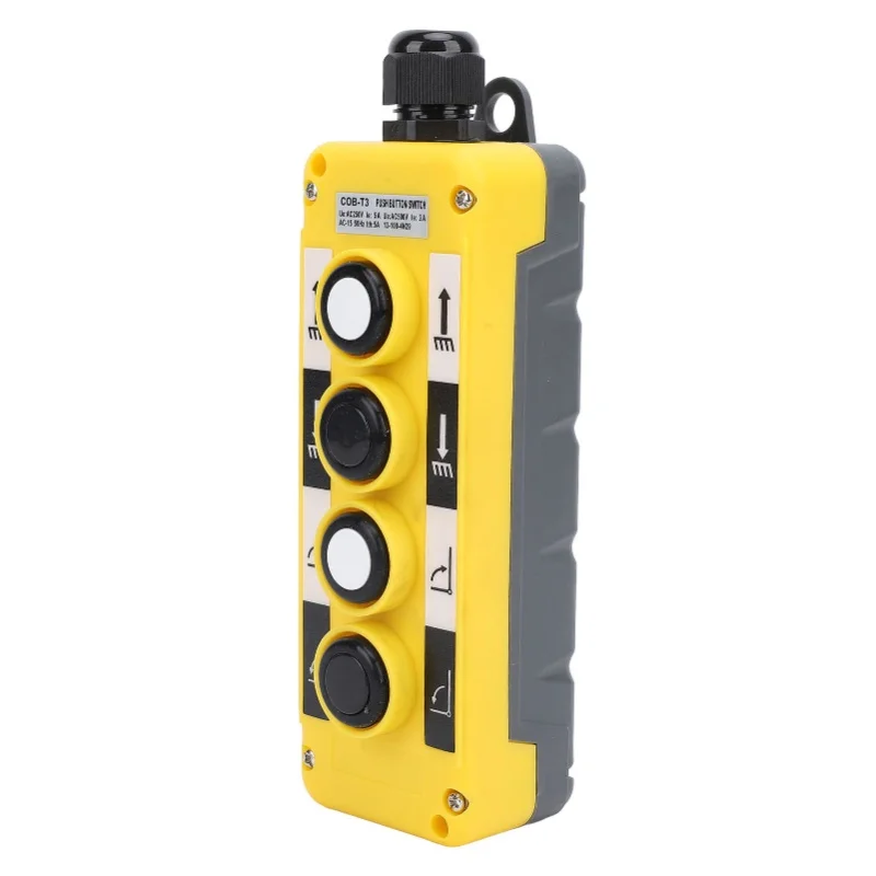 Electric Hoist Crane Pushbutton Switch 4 Buttons IP68 Rainproof Industrial Hoist Crane Controller AC250V 5A 500V 2A