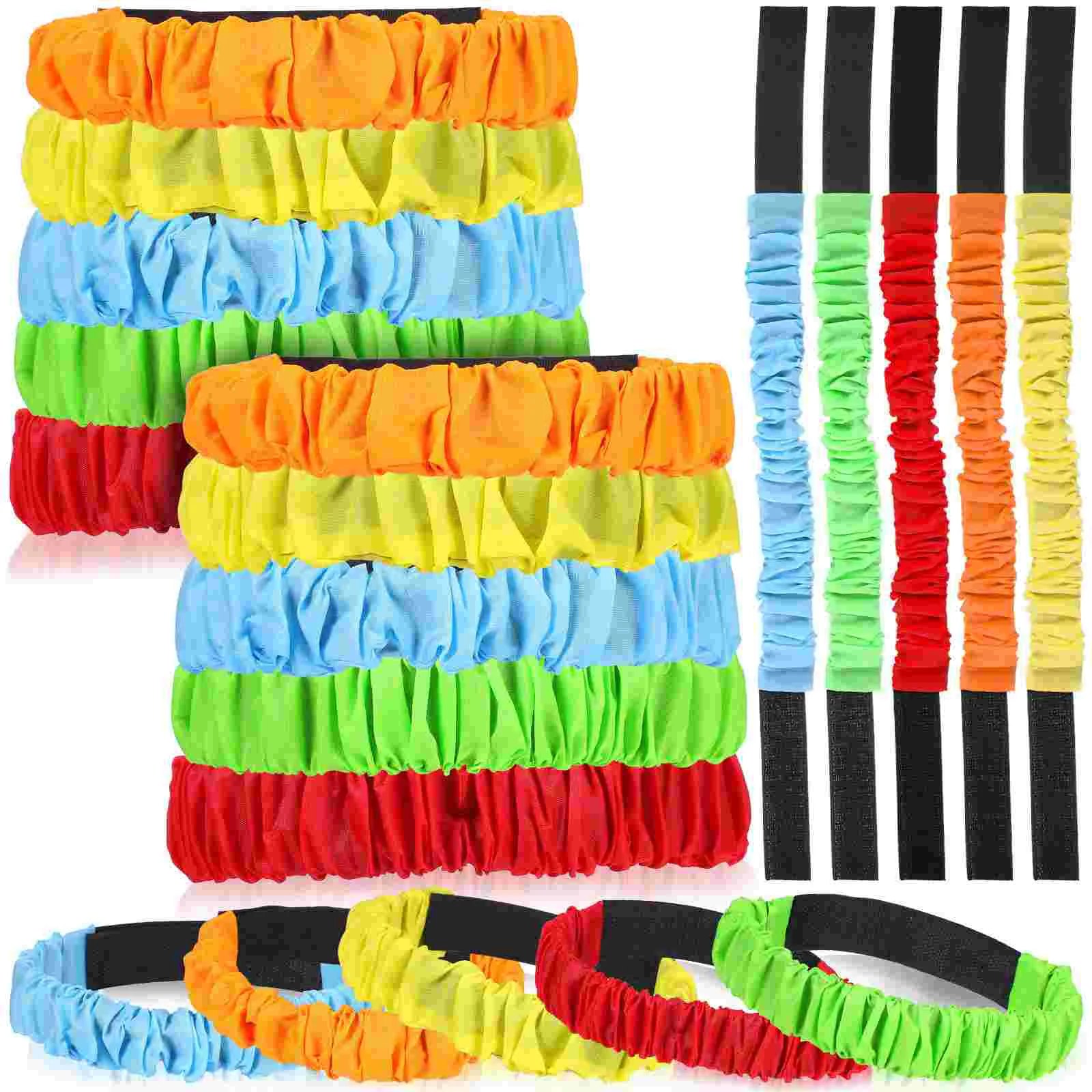 20 Pcs Two-person Three-legged Leggings Race Bands Elastic Three-legs Ropes Game Props Bright Color Straps Nylon