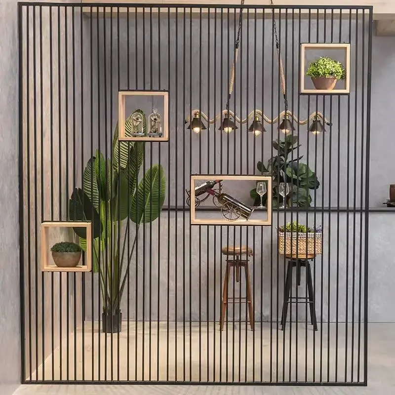 Wrought iron partition screen, office decoration milk tea shop restaurant simple shelf