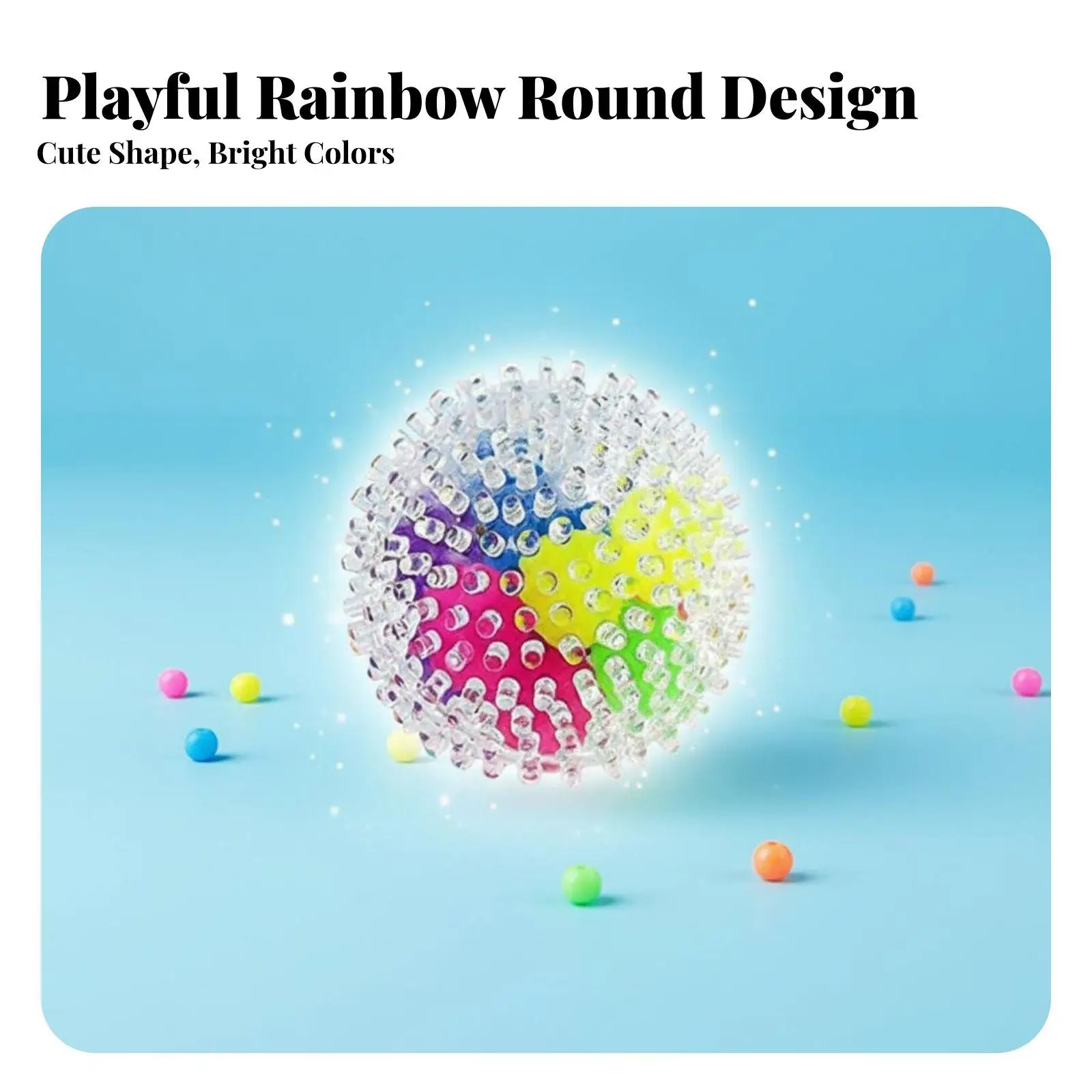Anxiety Relief Squishy Ball Sensory Fidget Toy Colorful Bead Sphere for Office School Portable Hand Grip Exercise Calming Aid
