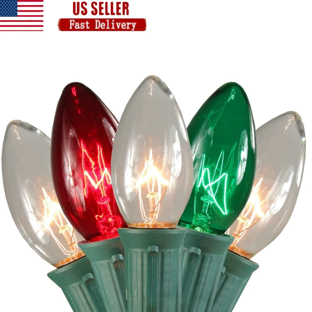 

Multi Color C9 Christmas Pathway Marker Lights String Incandescent Holiday Decoration Driveway Walkway Lawn Stakes Connectable