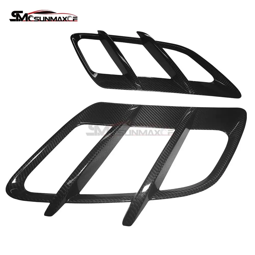 Carbon Fiber Engine Hood Vents Scoop Air Flow Mesh Cover Trim For 2015-2023 Mercedes Benz AMG GT GTS GTR GTC C190 R190