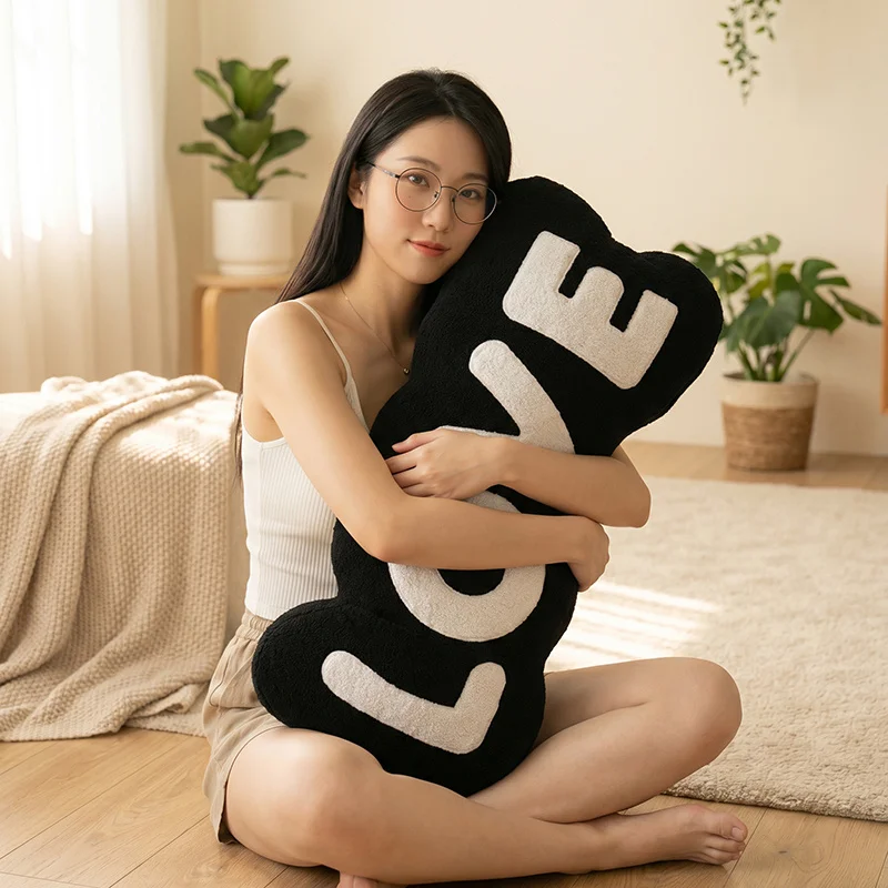 LOVE Letter Plush Pillow Soft Fluffy Irregular Throw Home Sofa Bedroom Decorative Pillow Valentine's Day Gift
