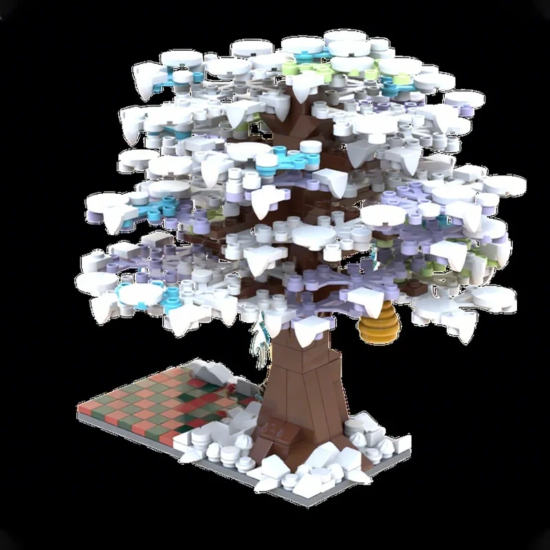 362 قطعة MOC إنه مجرد شجرة الشتاء المدينة نموذج بناء اللعب كتل العمارة لتقوم بها بنفسك هدايا عيد الميلاد فكرة التعليم عيد ميلاد