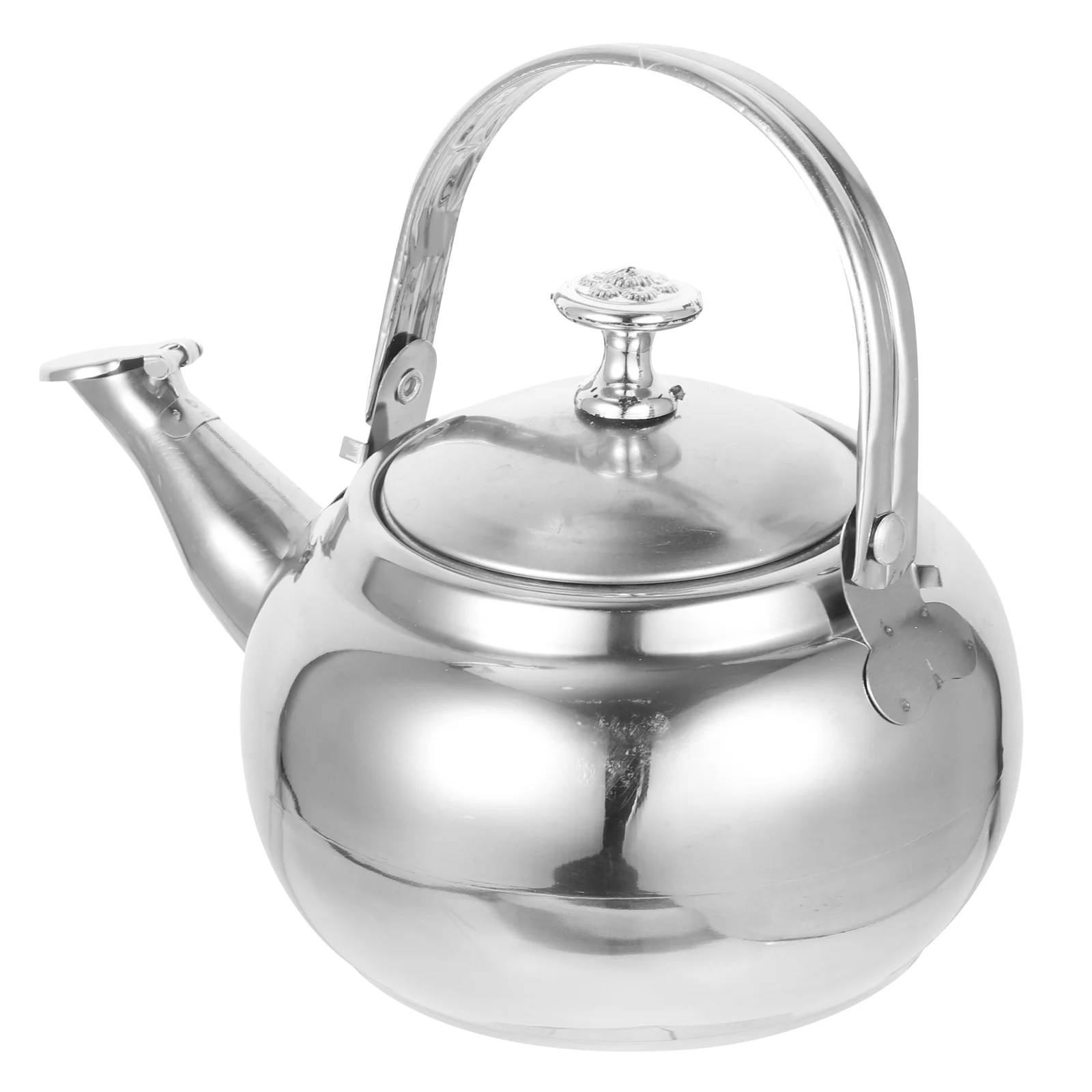 

Black Kettle Pot Stainless Steel Tea Stovetop Whistle Metal Teapot Silver Whistling Travel