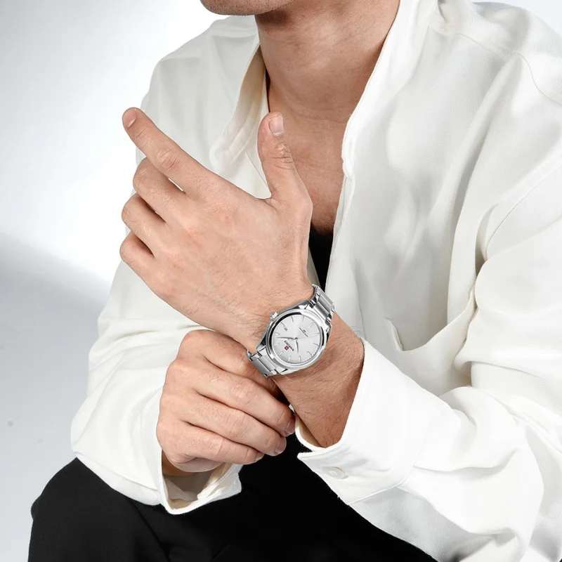NAVIFORCE Men's Fashion Watch Luxury Business Quartz Wristwatch Stainless Steel Strap Waterproof Luminous Clock with Calendar