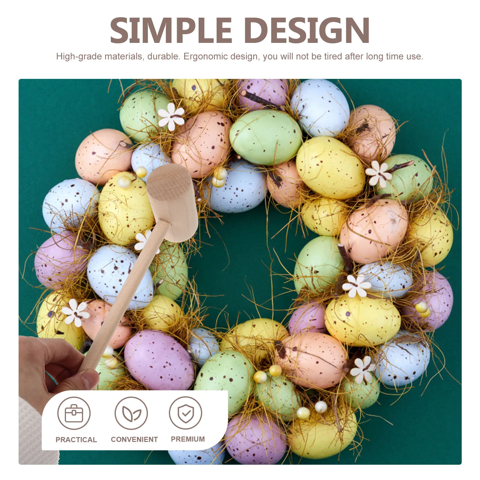 8 قطع من أداة مغرض اللحوم الخشبية الصغيرة لأسماك لحم البقر ولحم الخنزير، أداة مطرقة خشبية مريحة، لعبة مطرقة عيد الفصح للأطفال، مطرقة السلطعون