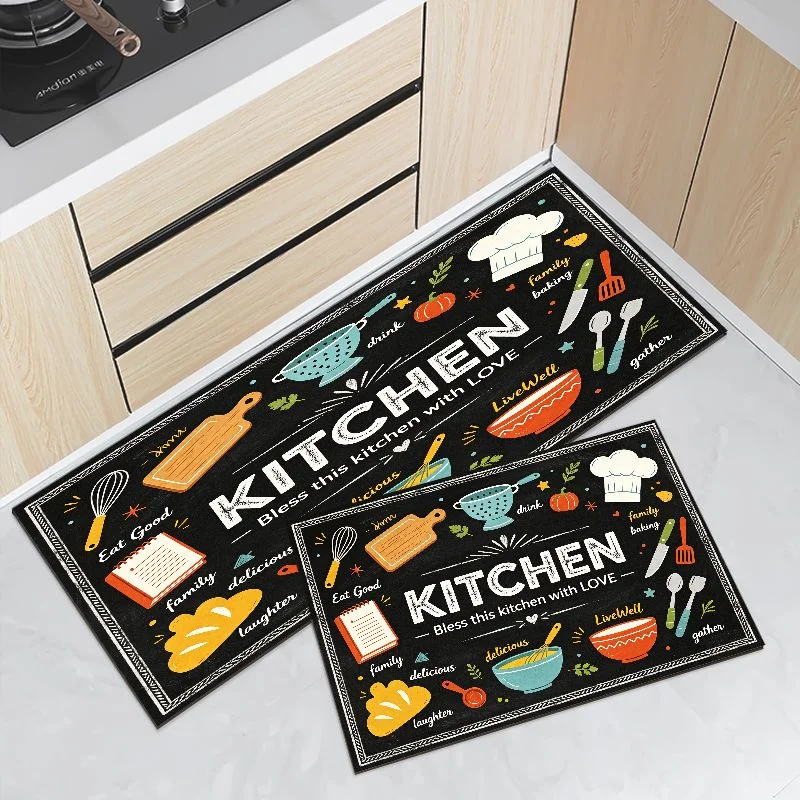 VIKAMA White Wood Grain Kitchen Mat Non Slip Waterproof Runner Rug Kitchen Is The Heart Of Home Farmhouse Decor Floor Carpet