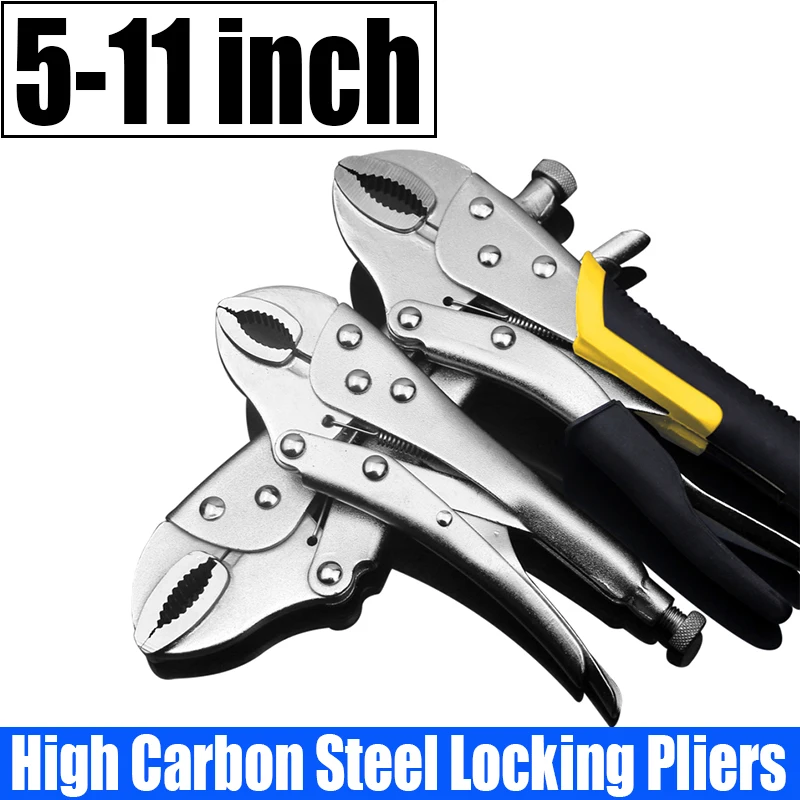 

1PCS 5-11 Inch Locking Pliers High Carbon Steel Lock Pliers Curved/Straight Jaw Pliers Multi-function Pliers Welding Tool