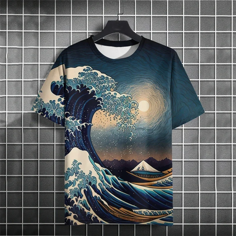 

Japanese Summer Ukiyo-e Graphic T-shirt 3D Printed Men's Short-sleeved T-shirt, Street Oversized Y2K Harajuku T-shirt Children's
