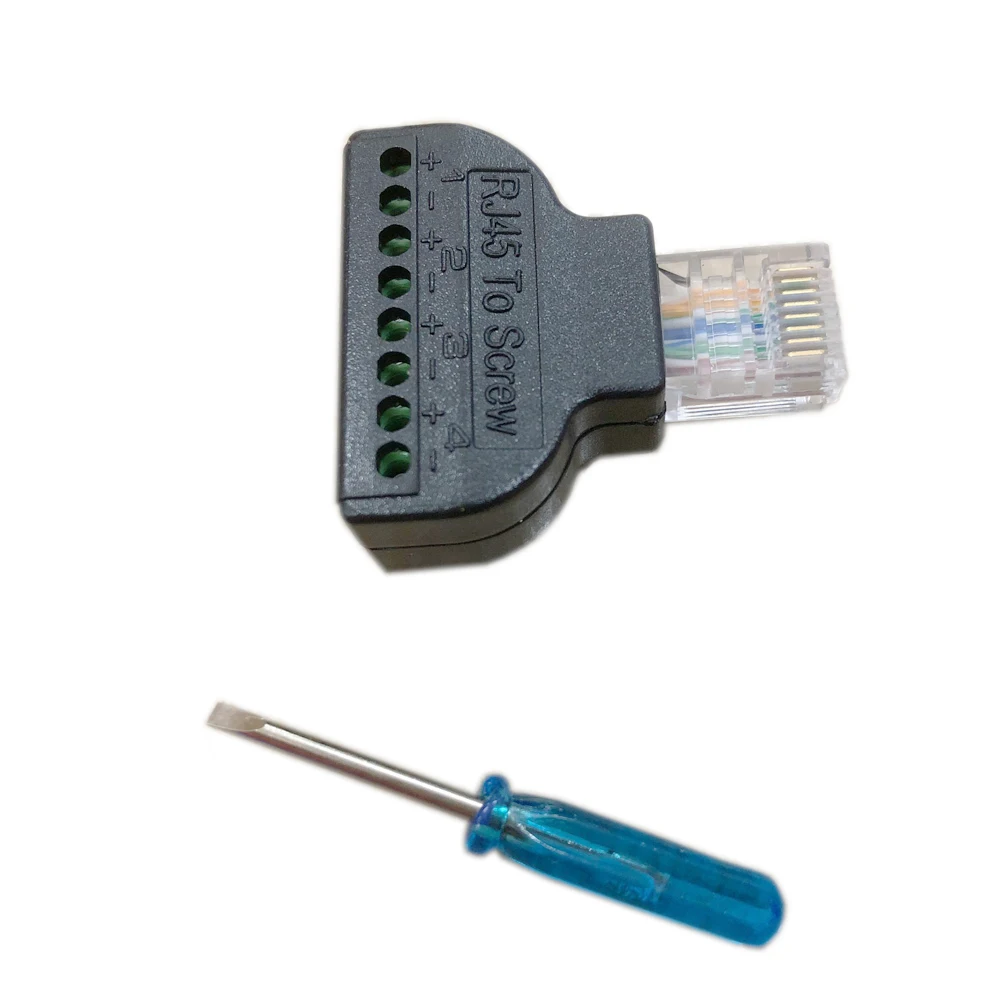 Adaptador de tornillo RJ45 Ethernet macho a 8 pines AV Terminal bloque convertidor enchufe para cámara CCTV