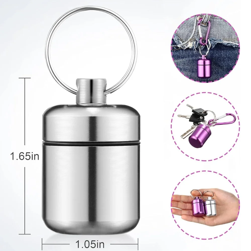 Neue Hochwertige Mini Wasserdichte Tragbare Pillendose Schlüsselanhänger Reise-Ohrstöpsel-Behälter Flasche mit Schlüsselring für Medikamentenhalter – Detail 8