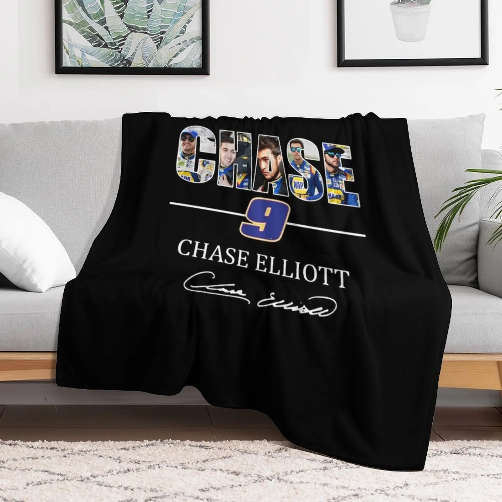 Chase 9 Chase Elliott Signature Gifts For Fans, For Men and Women, Gift Christmas Day Throw Blanket Soft Plaid Blankets