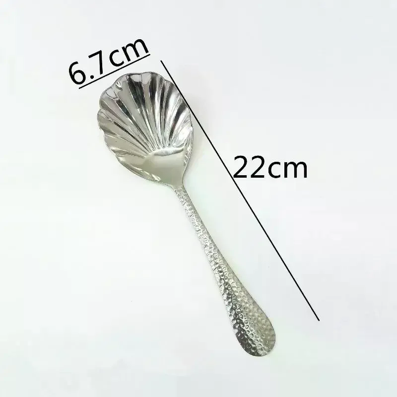 Shell Shape Stainless Steel Spoon With Long Handle Ladle Restaurant Dessert Spoon Ice Cream Scoops Kitchen Accessories Tool