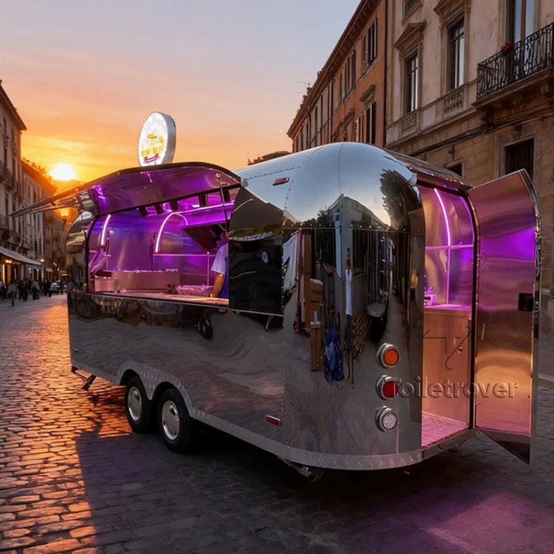 شاحنة طعام حديثة كبيرة للبيع التاكو البطاطس المقلية المخبوزة البطاطس الدجاج المشواة شواء مقطورة الطعام مع المطبخ