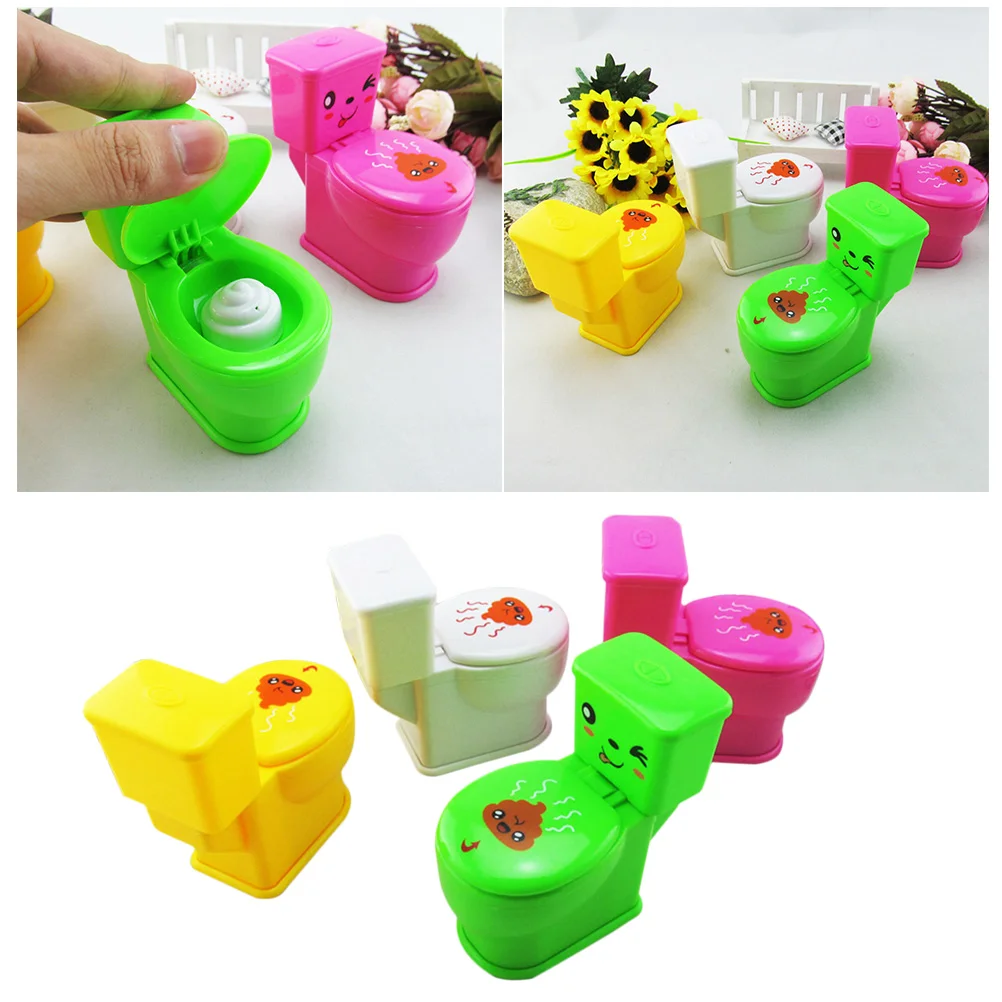 

4 Pcs Toy Mini Toilets Funny Prank Toys Spray Water for Kids Tiny Tricky Puzzle Child