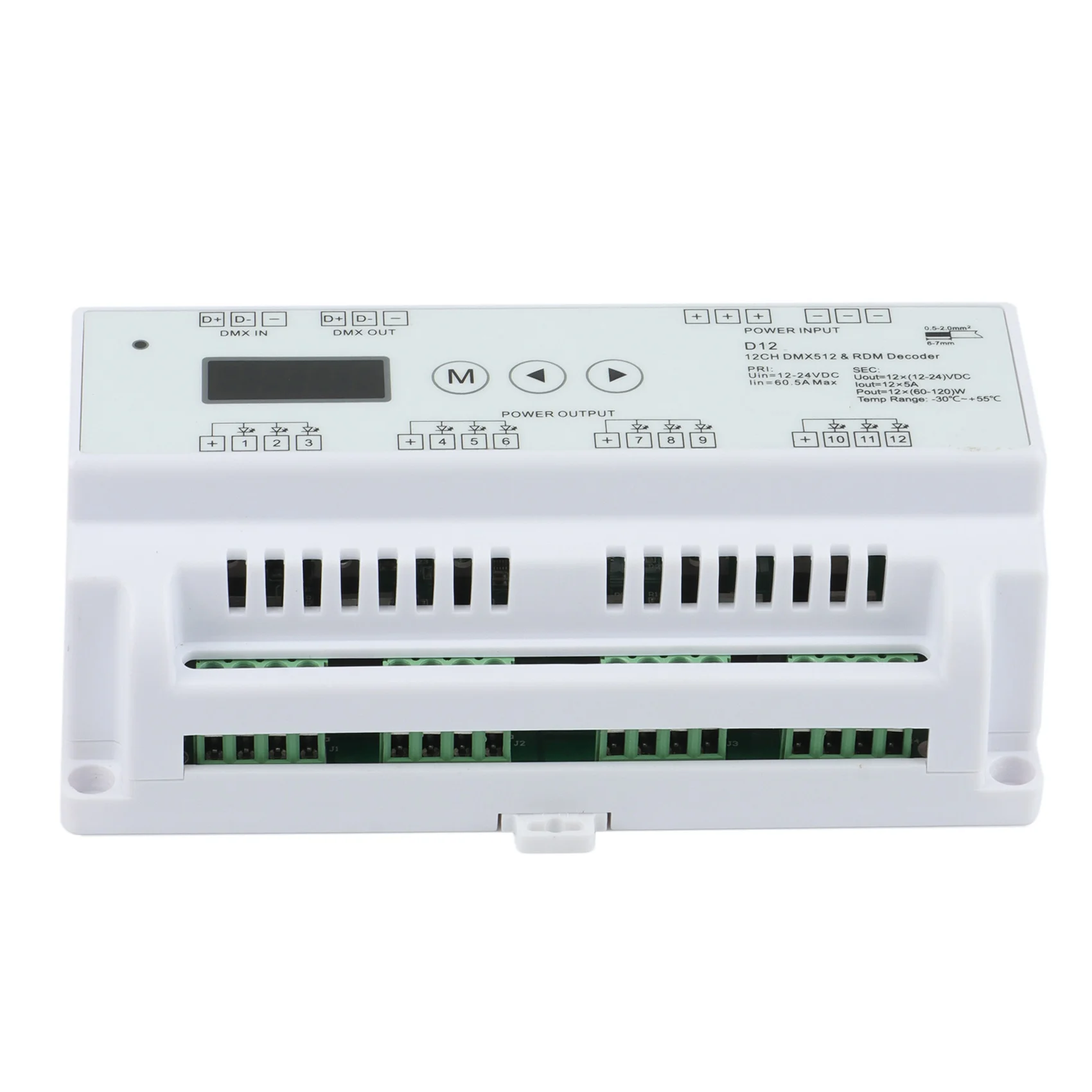 

ABUO-DC5V-36V Input 12 Channels CV DMX512 Decoder,5Ax12ch Output With Display For Setting DMX Address For Led Rgb Led Strip
