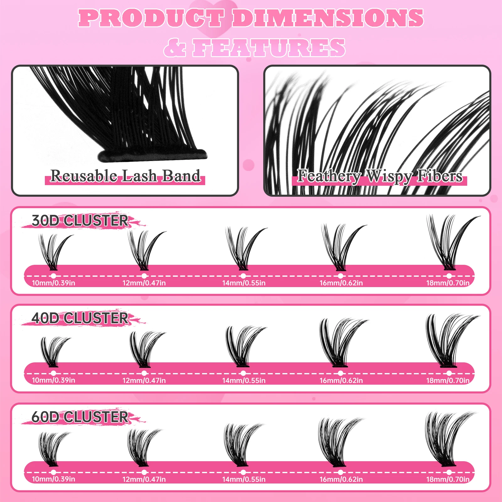 Sanishi Lashes DIY Eyelash Extensions Set 180 Clusters10-18 mm Individual Eyelash Kit with Eyelash Adhesive and Sealing Tweezers