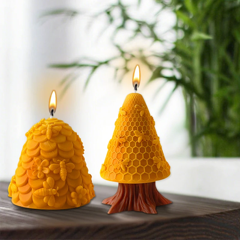 Bee Hive Silicone Mold DIY Candle Wax Soap Craft Home Decor Gift Cylinder Ornament Aroma Therapy