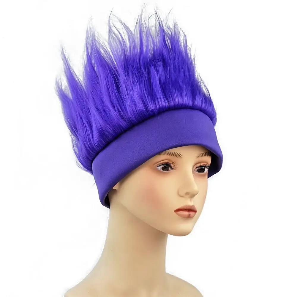 Solid Color Sports Events Wig Rock Style Fluffy Texture Spiky Wig Upward Design Spiky Texture Carnival Party Headgear