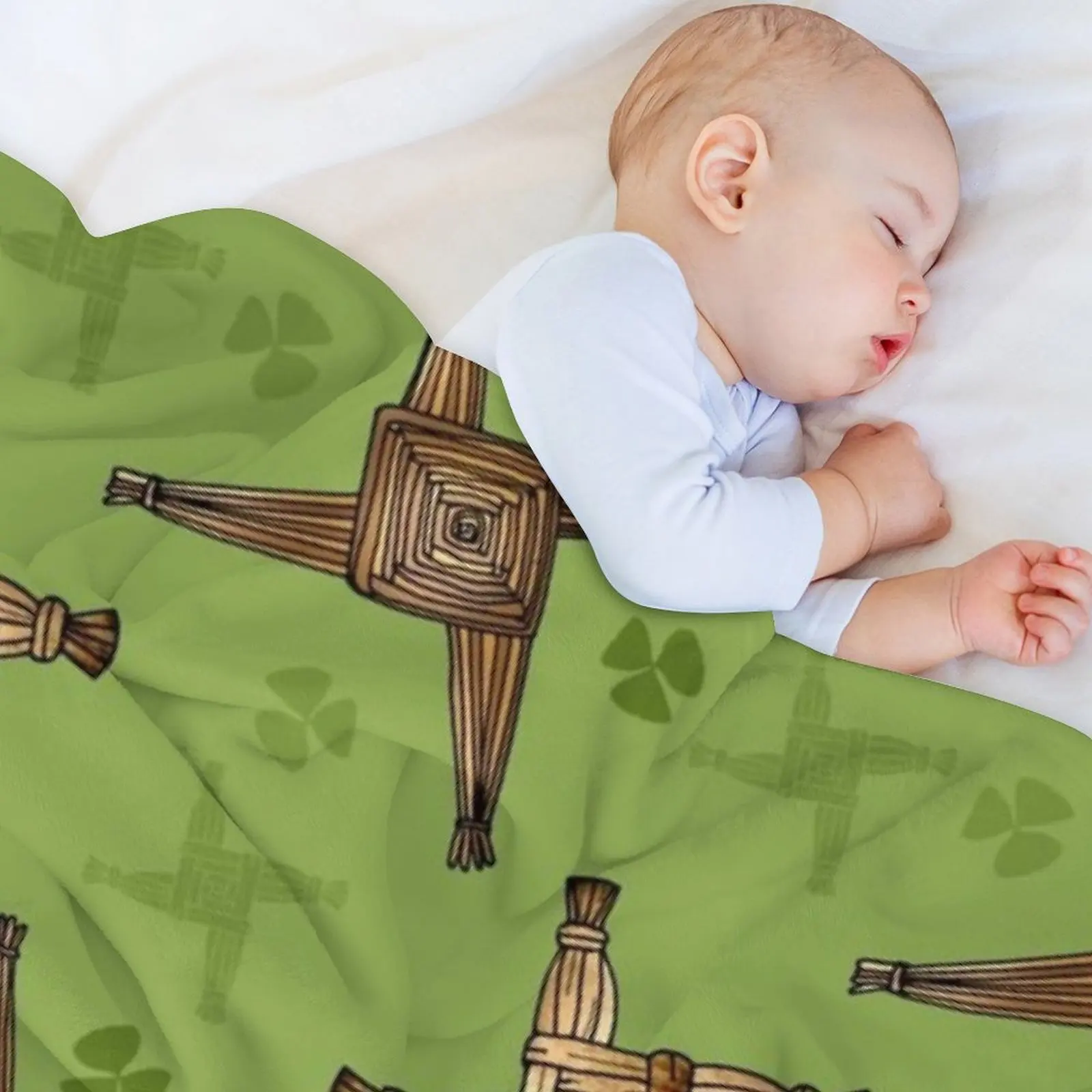 Saint Brigid's Cross and Shamrocks Throw Blanket Summer Fashion Sofas Luxury St halloween Blankets