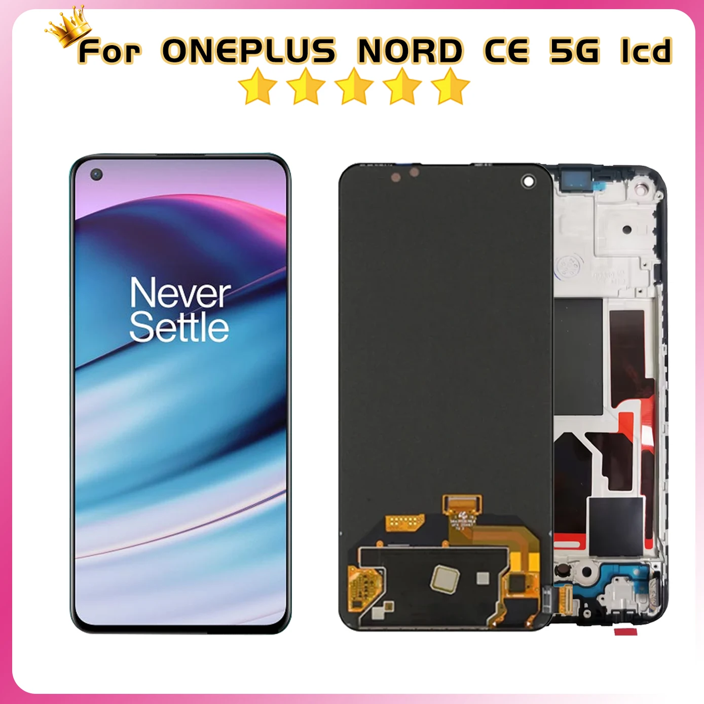 100% Tested AMOLED For OnePlus Nord CE 5G LCD Screen for EB2101 EB2103 Display Touch Screen Digitizer Assembly