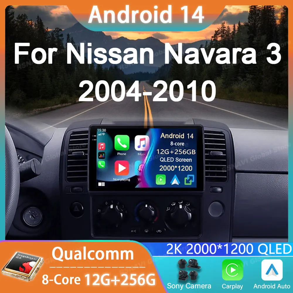 

Автомобильный радиоприемник Android 14 для Nissan Navara 3 D40 2004-2010 GPS Carplay Мультимедийная навигация Стереоплеер Авто DSP 2din Головное устройство