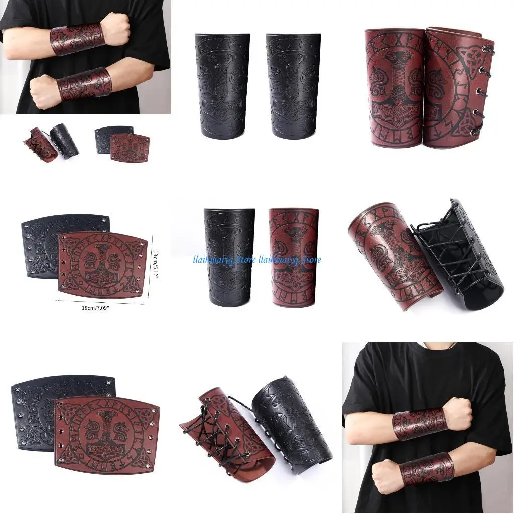 

573B Punk Medieval Men Cosplay Costume Accessories Bracer Knight Arm Wristband