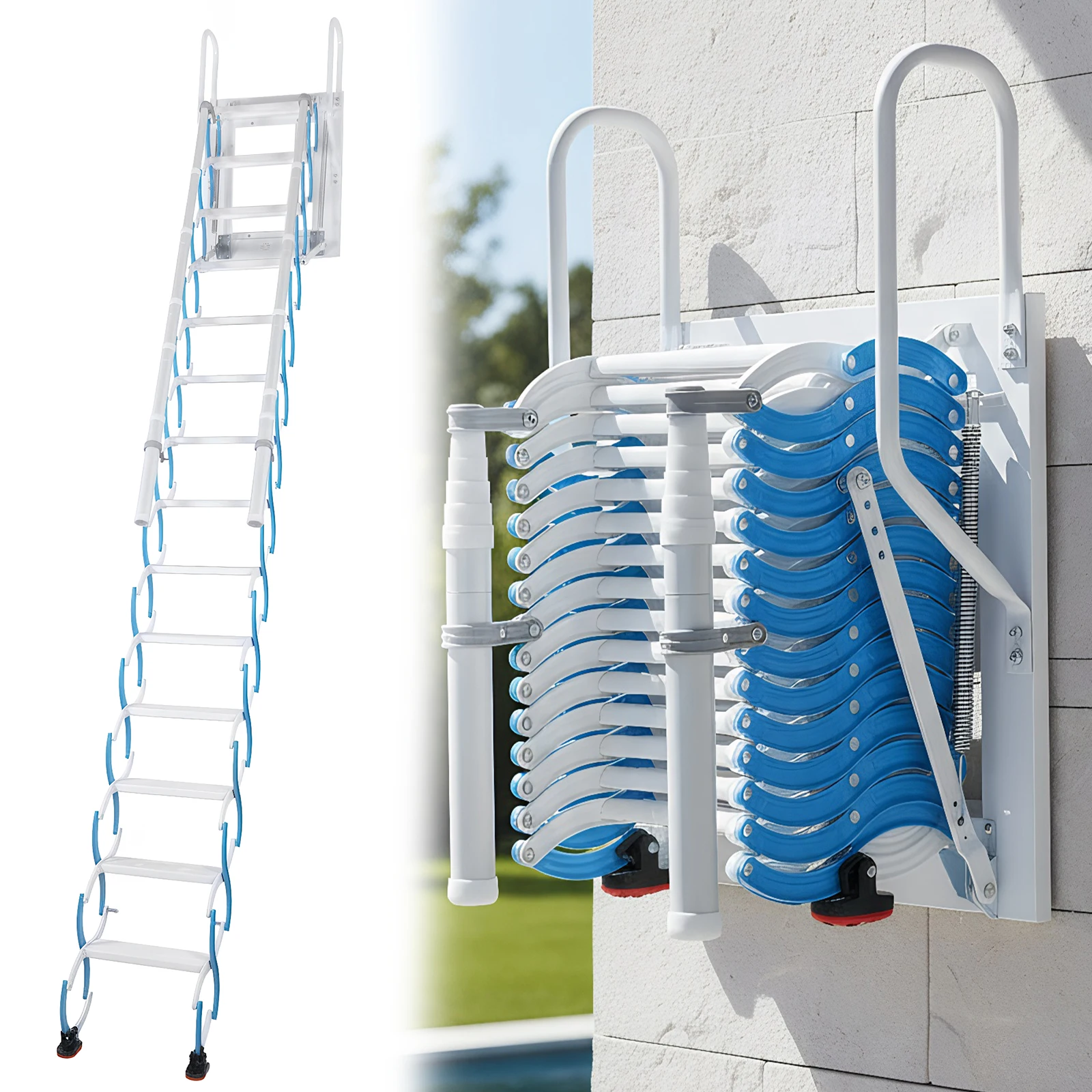 

Потолочная выдвижная лестница для чердака с регулируемым углом наклона (60°) ° /65 ° /70 ° S-образный дизайн для крыш и подвалов