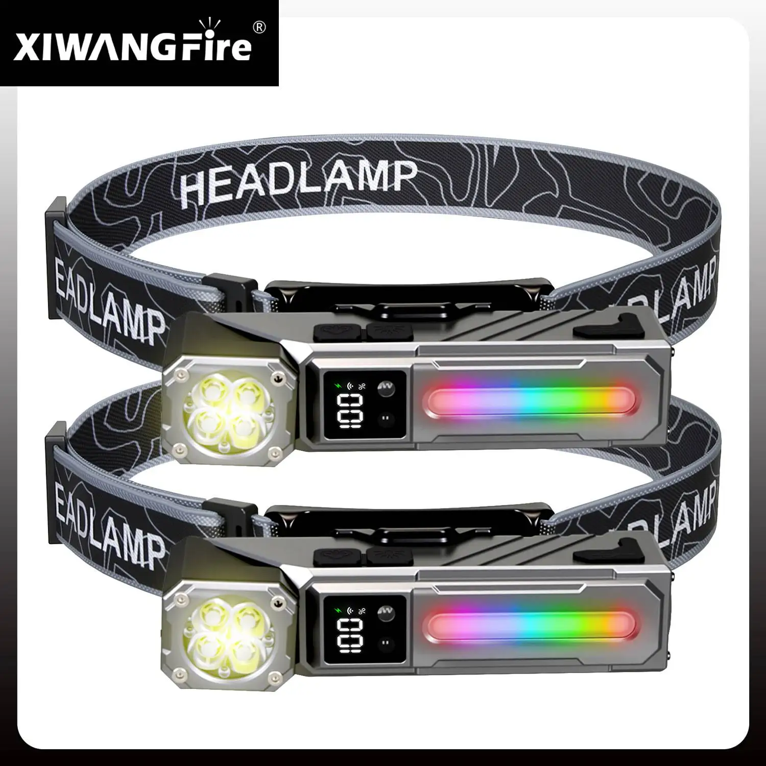 

Portable Rechargeable Headlamps With Sensor Magnetic Lamp Waterproof Headlight For Outdoor Home RGB Camping Cap Clip Light