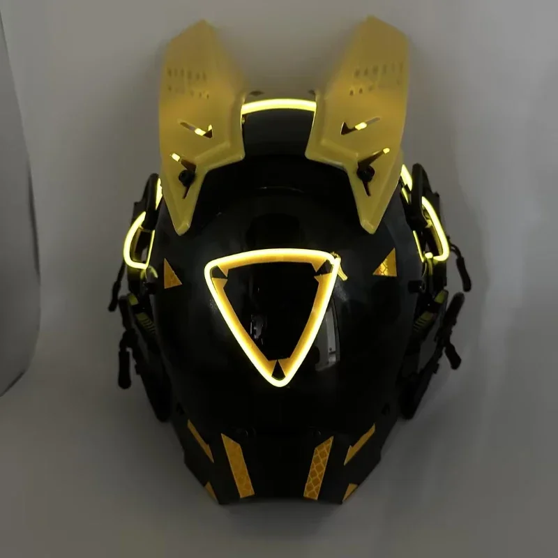 NEW light up Cyberpunk Mask Tech Wear Helmet DIY Customized Amazing Designs Tech Head Gear