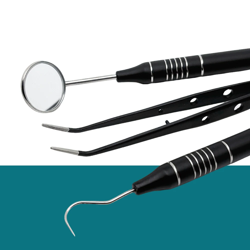 

High Quality Dental Kit with Mouth Mirror Tweezers Curved Probe for Teeth Cleaning Care Professional Dentist Examination Tools