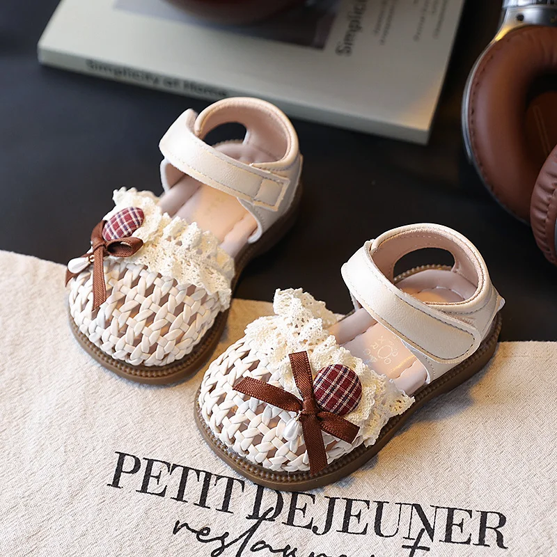 Sandalias de Bebé con Lazos Dulces, Zapatos de Andar para Niños Pequeños, Tejidos a la Moda, Verano 2026, Nuevas Sandalias Casuales de Princesa para Niñas, Suela Suave