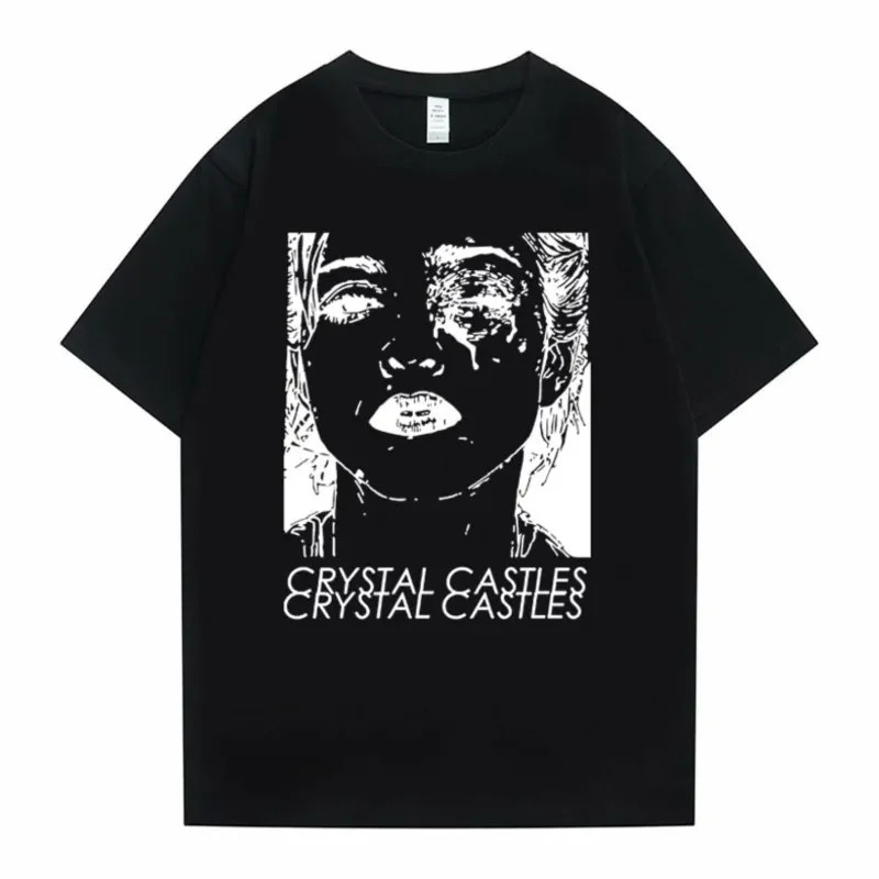 Crystal Castles Alice Practice Graphic T Shirts Male Gothic Music Band Tshirt Men Women Hip Hop Vintage Rock Oversized T-shirts