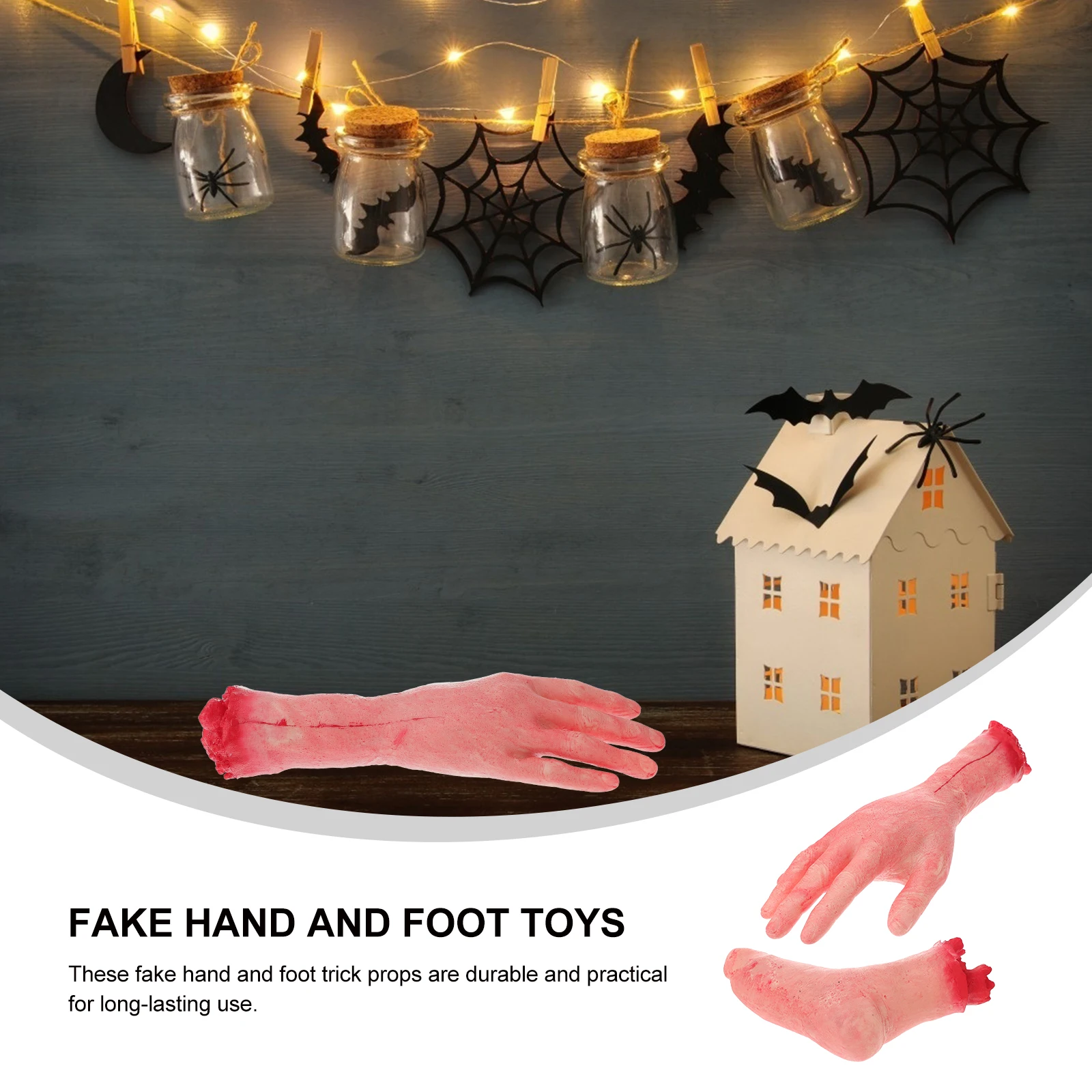 

2pcs Fake Hand Foot Trick Props Halloween Party Supplies Simulated Prank Latex Accessories Funny Props