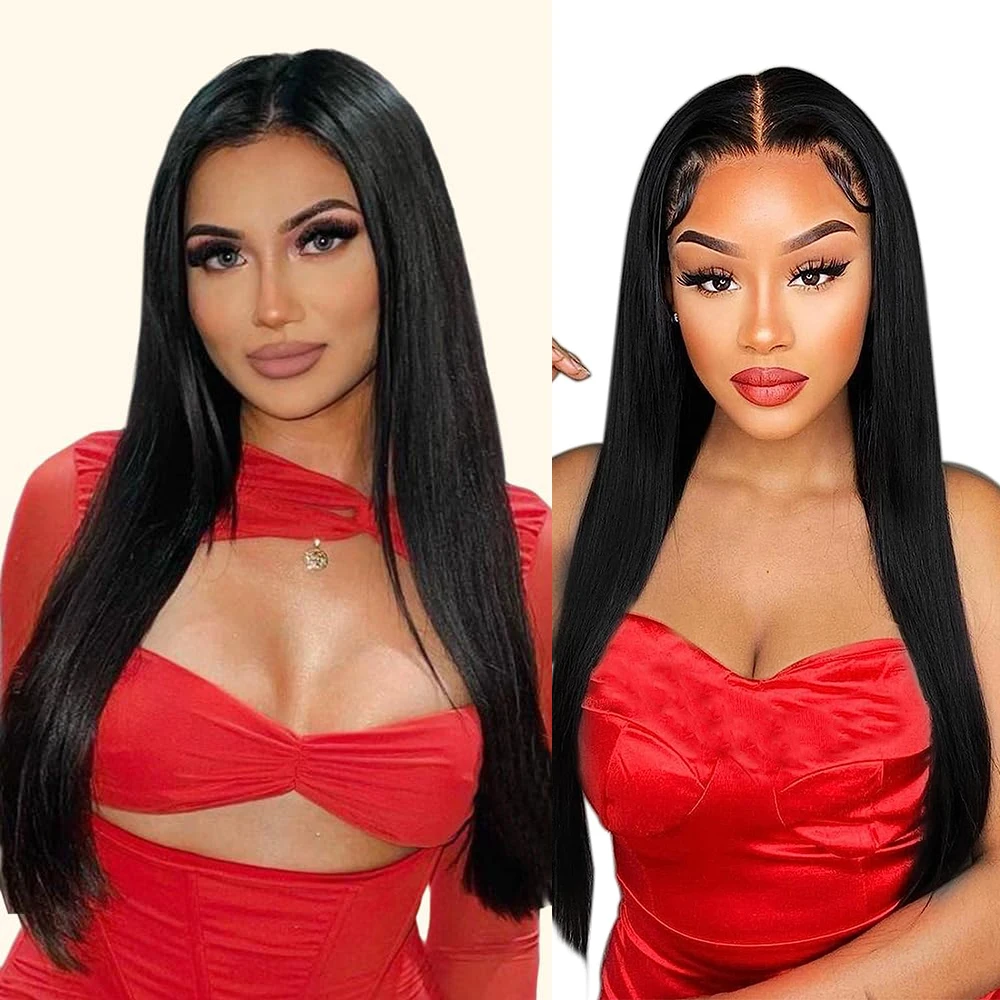 200 Density Bone Straight Lace Front Wig Glueless HD Transparent Brazilian Human Hair Wigs for Black Women 13x4 Lace Frontal Wig