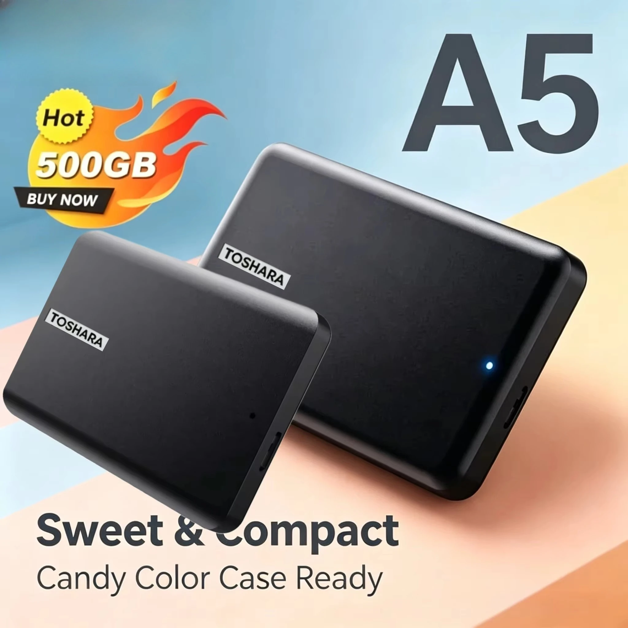 New  A5 Portable External Hard Drive 4TB/1TB/2TB Canvio Basics USB 3.2 External Data Storage Capacity for PS5 Notebook
