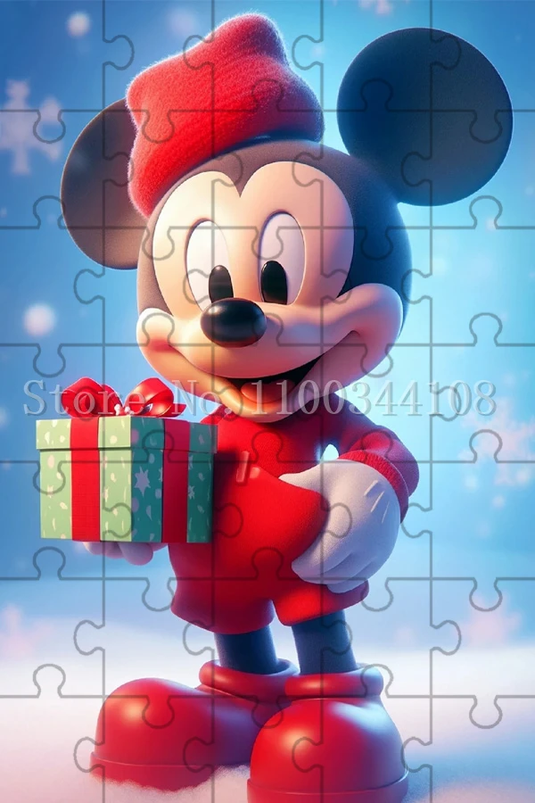 Disney Mickey Mouse Jigsaw Puzzles 35 Pieces Christmas Cartoon Mini Size Puzzles for Children Intelligence Game Toys Xmas Gifts