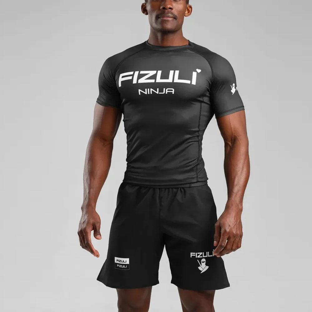 Summer Ninja No-Gi Combat Suit Adult Kids Rash Guard & Gym Shorts Set Family Athleisure Set for MMA Jiu-Jitsu Wrestling Training