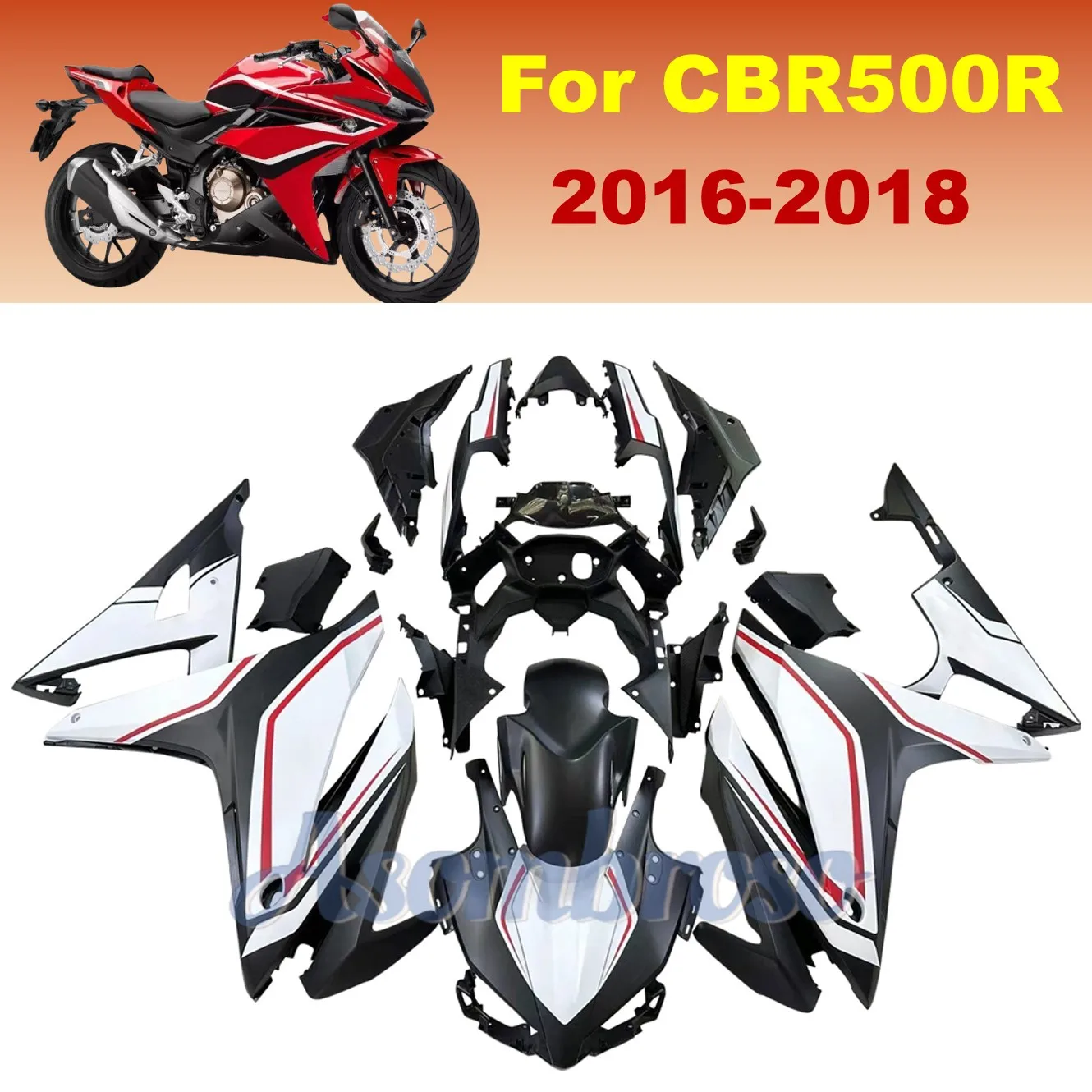 Full Fairing Kit Rebuild body fit for CBR500R 2016 2017 2018 CBR500 CBR 500R ABS Matte black white Bodywork fairings kits set