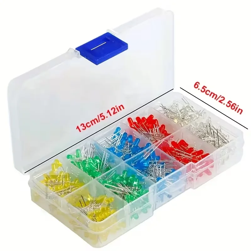 3mm 5mm LED Diode Assorted Kit 150/200/300pcs White Red Yellow Green Blue 5 Colors Round Light Emitting Diode Set