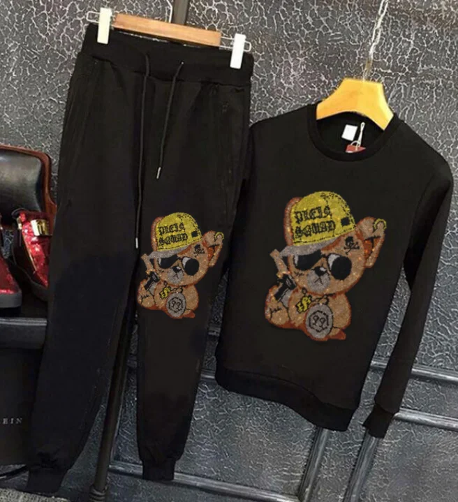 Men Sweatshirt Set Casual 2-Piece Brand Outfit Soft Cotton-Blend Fabric Regular Fit Suitable for Home Errands men sets