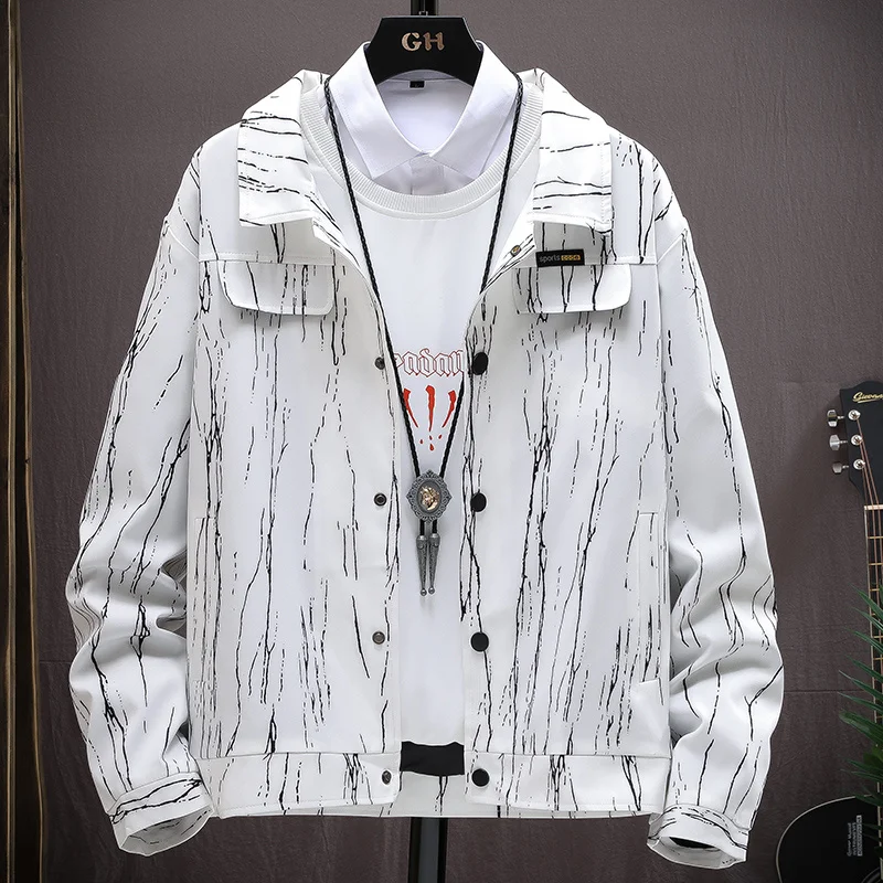 2023 New Fashion Striped Cargo Jacket Men Breathable Outwear Male Color Streetwear Comfortable Man Sports Clothing Size 5XL