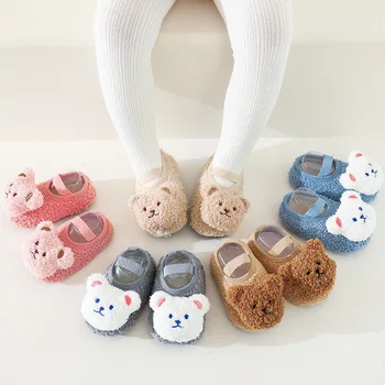 Calcetines de suelo para bebé, zapatos antideslizantes para interior, invierno, suela suave gruesa, calcetines de Educación Temprana, zapatos para caminar para bebé