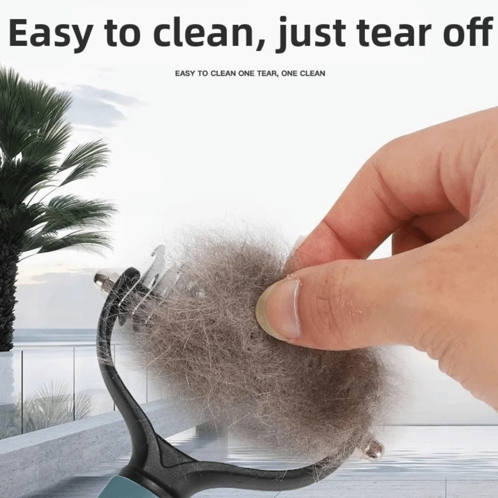 New Double-sided Pet Hair Remover Easy Held Handle Detangling Dog Deshedding Comb Stainless Steel Cat Fur Remover Pet Supplies