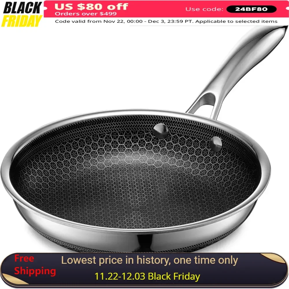 Hybrid Nonstick Frying Pan, 8-Inch, Stay-Cook Handle, Dishwasher and Oven Safe, Induction-Ready, Compatible with All Cooktops